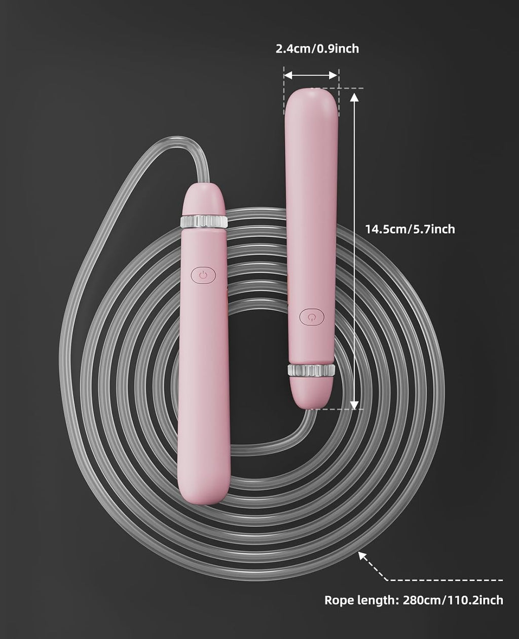 Pink LED Light Up Jump Rope USB Rechargeable Fitness Skipping Rope