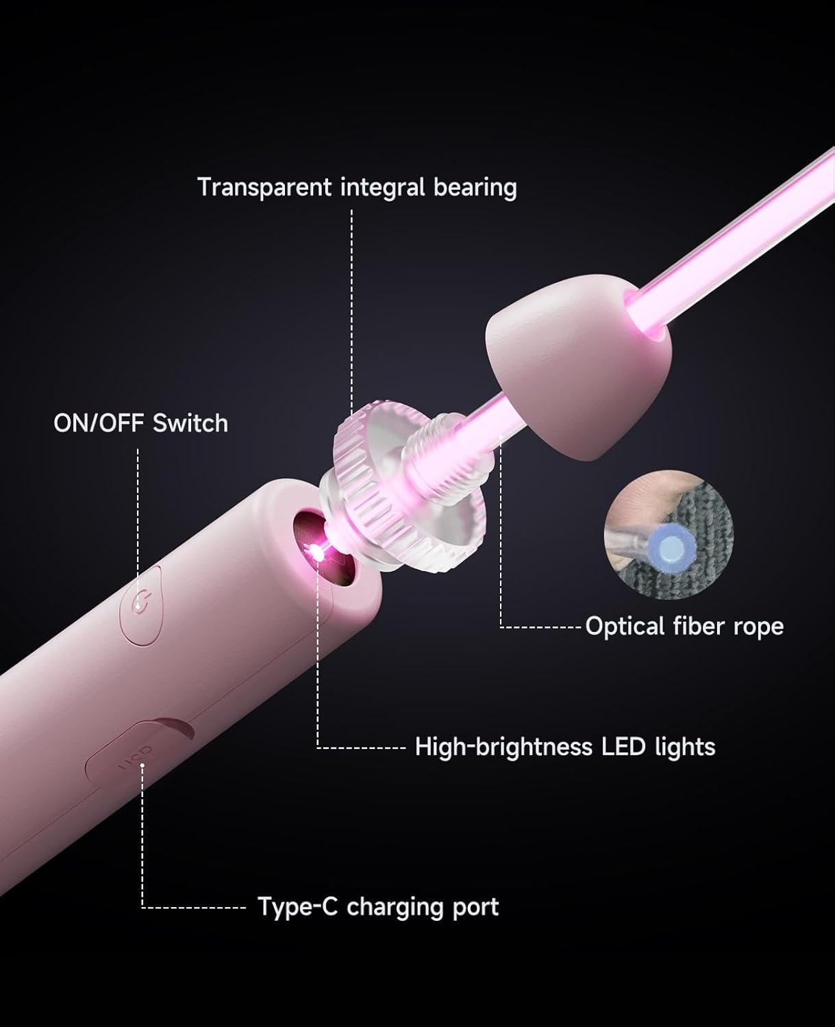 Pink LED Light Up Jump Rope USB Rechargeable Fitness Skipping Rope